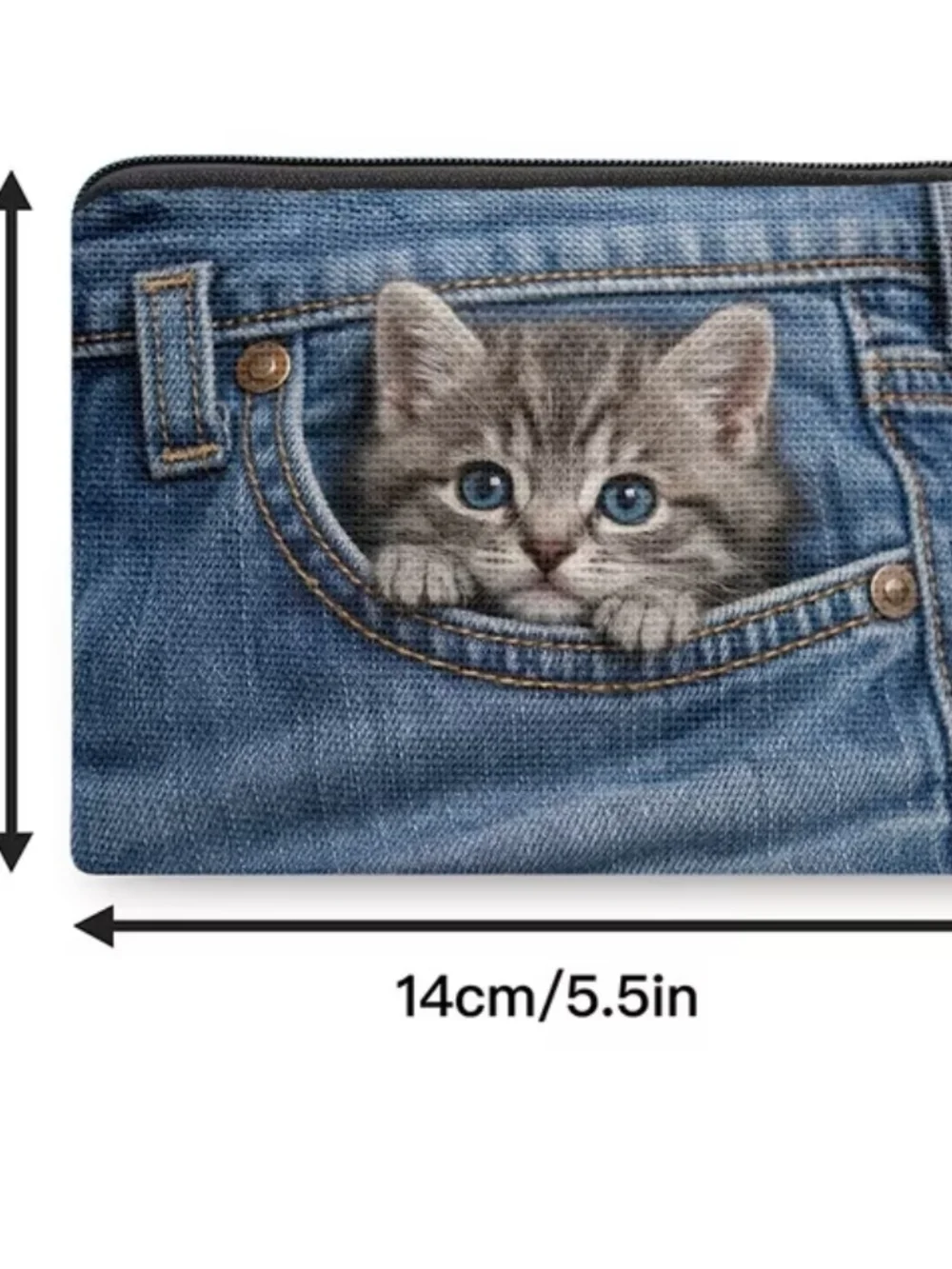 Cute Kitten Pocket Zipper Pouch - Blue